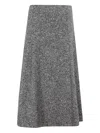 Seventy Flared Midi Skirt With Textured Finish In Gray