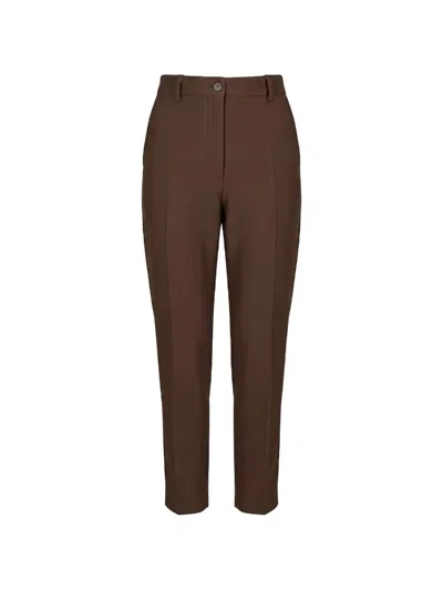 Seventy Textured Pressed-crease Trousers In Brown
