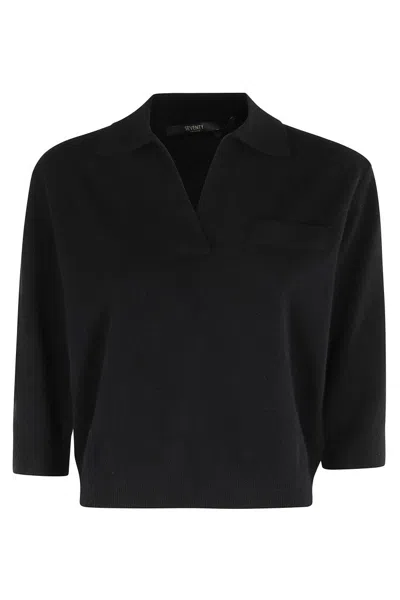 SEVENTY THREE-QUARTER SLEEVE V-NECK CASHMERE SWEATER WITH CLASSIC COLLAR