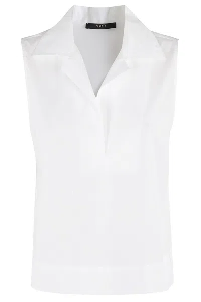 Seventy Top Popeline Fine Cotone Stretch In White