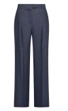 Seventy Long Double Pleated Trousers In Stretch Linen Blend Denim In Blue