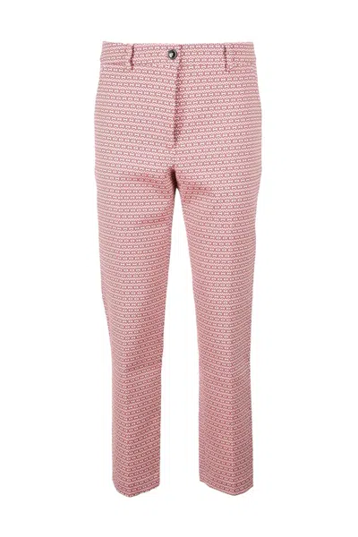 Seventy Trousers Cotton/polyester/elastane - Beige/fuxia In Multi
