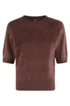 Seventy Bordeaux Cashmere Sweater With Crew Neck And Short Sleeves In Burgundy