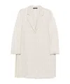 Seventy Textured Long Coat With Notched Collar In White