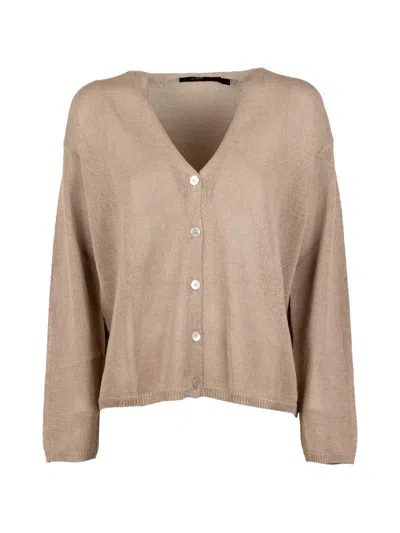 Seventy V-neck Buttoned Cardigan In Brown