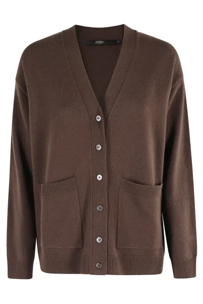 SEVENTY V-NECK CARDIGAN WITH BUTTON CLOSURE AND SIDE POCKETS