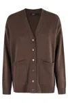 Seventy V-neck Cardigan With Button Closure And Side Pockets In Brown