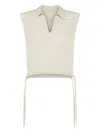 Seventy V-neck Drawstring-side Tank Top In Neutral