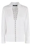 Seventy Classic V-neck White Shirt With Buttoned Cuffs In White