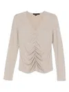Seventy V-neck Gathered Top In Gold