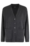Seventy V-neck Long Sleeve Cardigan With Center Button Closure And Side Pockets In Gray