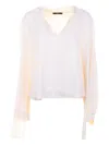 Seventy V-neck Split-sleeve Top In White