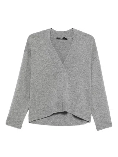 SEVENTY SEVENTY V-NECK SWEATER IN GREY CASHMERE AND WOOL