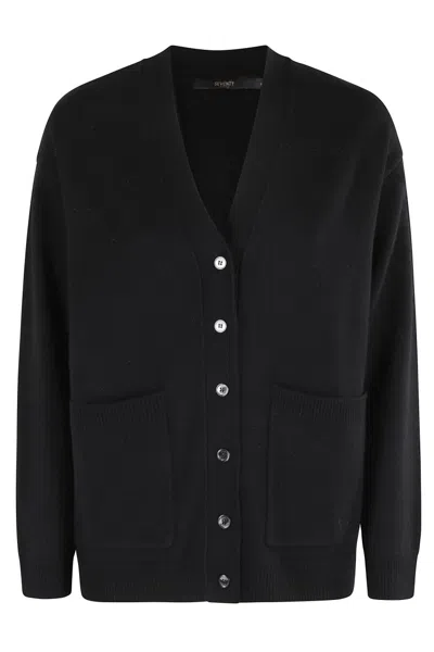 Seventy V-neck Wool And Cashmere Cardigan With Button Closure In Blue