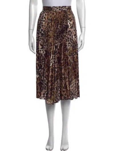 Pre-owned Seventy Venezia Animal Print Midi Length Skirt In Brown