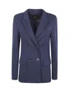 Seventy Venezia Double-breasted Tailored Wool Jacket In Blue
