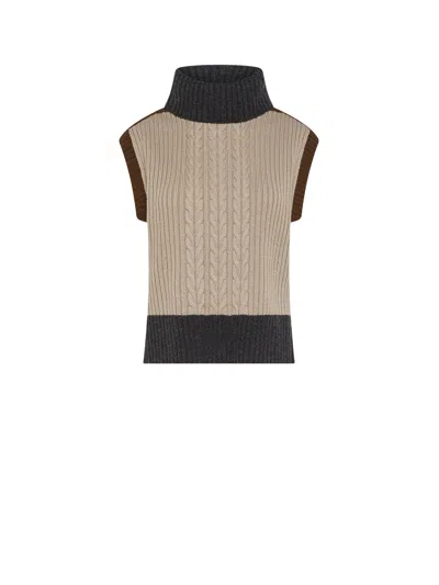 Seventy Venezia Color Block Vest In Brown