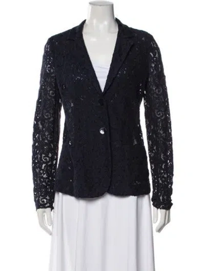 Pre-owned Seventy Venezia Crochet Lace Pattern Blazer In Blue