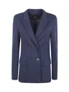 Seventy Venezia Double-breasted Tailored Wool Jacket In Blue