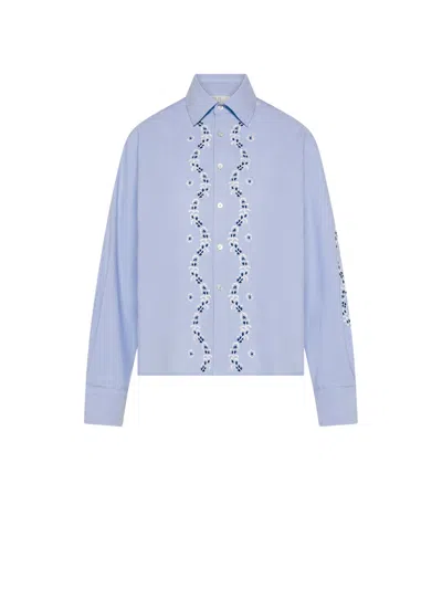 Seventy Venezia Embroidered Shirt  In Blue