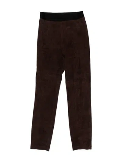 Pre-owned Seventy Venezia Leather Straight Leg Pants In Brown