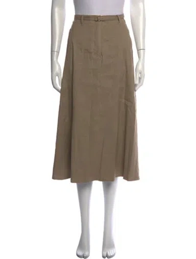 Pre-owned Seventy Venezia Linen Midi Length Skirt In Neutrals