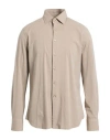 Seventy Venezia Man Shirt Beige Size 16 ½ Cotton, Elastane In Gray