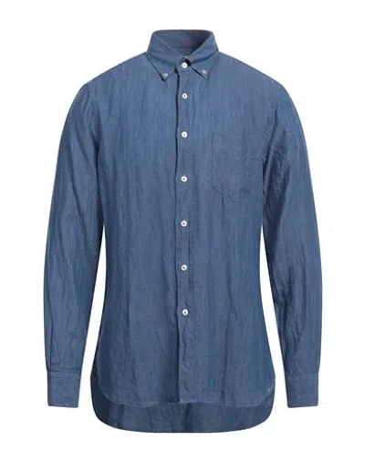 Seventy Venezia Man Shirt Blue Size 17 Linen
