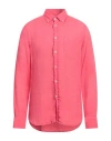 Seventy Venezia Man Shirt Fuchsia Size 17 Linen In Pink