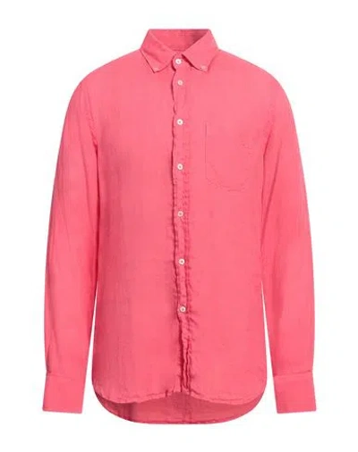 Seventy Venezia Man Shirt Fuchsia Size 17 Linen In Pink