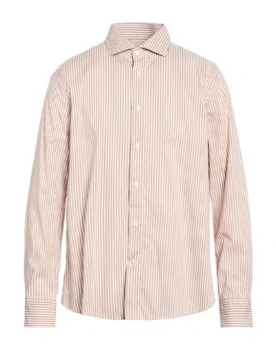 Seventy Venezia Man Shirt Light Brown Size 17 Cotton, Polyamide, Elastane In Multi