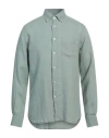 Seventy Venezia Man Shirt Sage Green Size 17 Linen In Sage Green