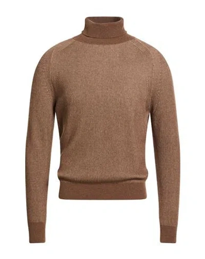 Seventy Venezia Man Turtleneck Brown Size M Polyamide, Wool, Viscose, Cashmere