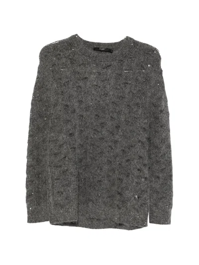 Seventy Venezia Open-knit Sweater With Sequins In Grigio