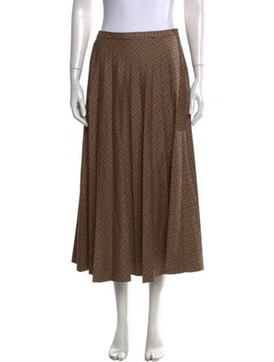 Pre-owned Seventy Venezia Plaid Print Long Skirt In Brown