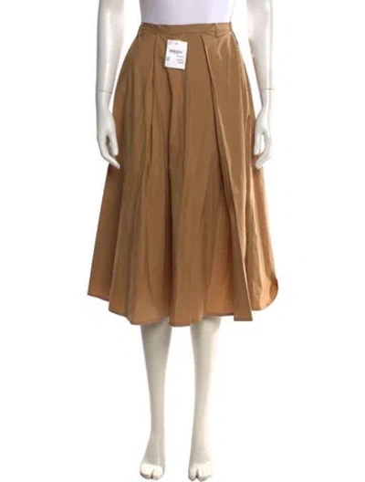Pre-owned Seventy Venezia Pleated Accents Midi Length Skirt W/ Tags In Neutral