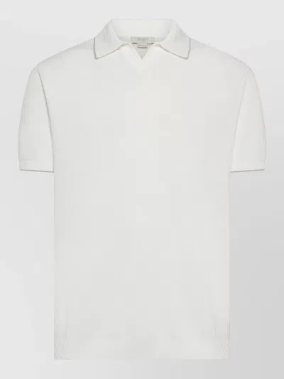 Seventy Venezia Polo Shirt Short Sleeves Ribbed Cuffs Collar In White