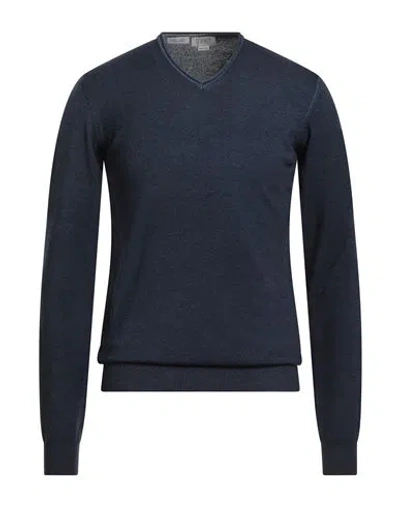 Seventy Venezia Sergio Tegon Man Sweater Navy Size M Virgin Wool, Elastane In Blue