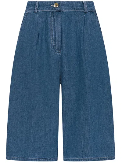 Seventy Venezia Medium Blue High-waisted Faded Denim Shorts