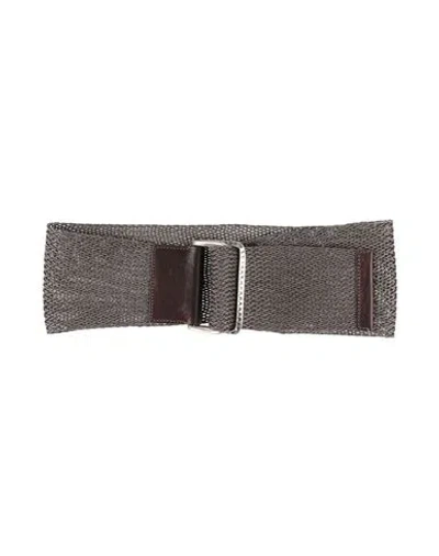 Seventy Venezia Woman Belt Charcoal Size 6 Textile Fibers, Leather, Metal In Gray