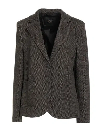 Seventy Venezia Woman Blazer Black Size 12 Polyester, Viscose, Elastane In Green