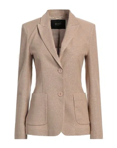 Seventy Venezia Woman Blazer Camel Size 4 Cotton, Polyamide, Polyester In Beige