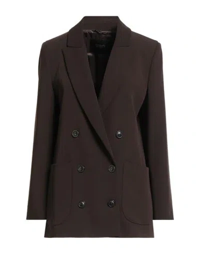 Seventy Venezia Woman Blazer Chocolate Brown Size 2 Polyester, Viscose, Elastane