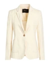 Seventy Venezia Woman Blazer Cream Size 6 Linen, Cotton, Elastane In White