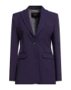 Seventy Venezia Woman Blazer Dark Purple Size 10 Polyester, Virgin Wool, Elastane In Blue