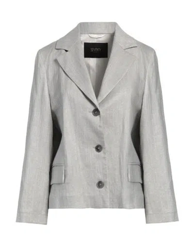 Seventy Venezia Woman Blazer Grey Size 10 Linen, Viscose, Polyester, Polyamide, Metallized Polyamide In Gray