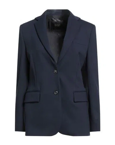 Seventy Venezia Woman Blazer Navy Size 10 Viscose, Polyamide, Elastane In Blue