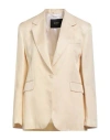 Seventy Venezia Woman Blazer Sand Size 8 Viscose, Linen In Gold