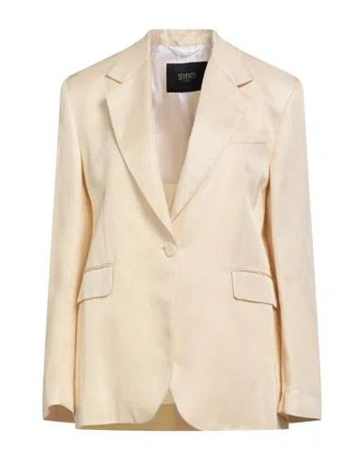Seventy Venezia Woman Blazer Sand Size 8 Viscose, Linen In Gold