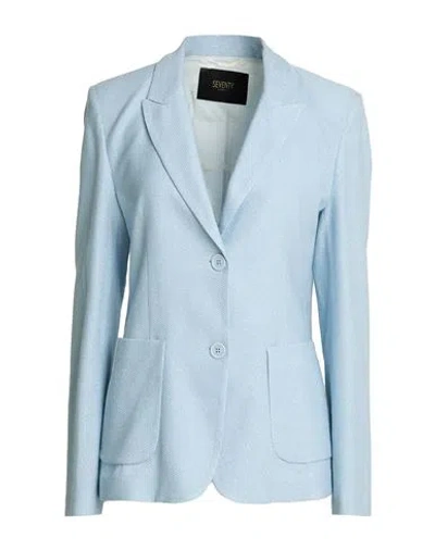 Seventy Venezia Woman Blazer Sky Blue Size 10 Cotton, Polyamide, Polyester